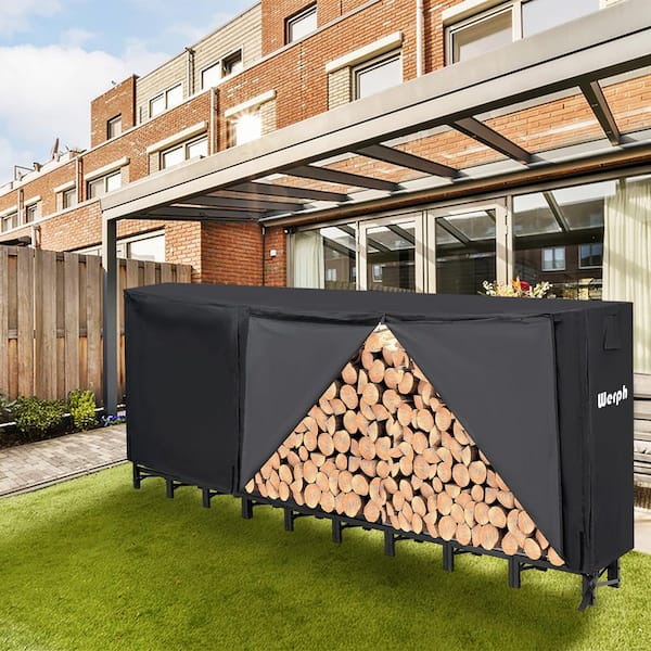 12 ft. Firewood Rack Outdoor, Heavy Duty Firewood Storage Rack, Outdoor Firewood Rack with Cover