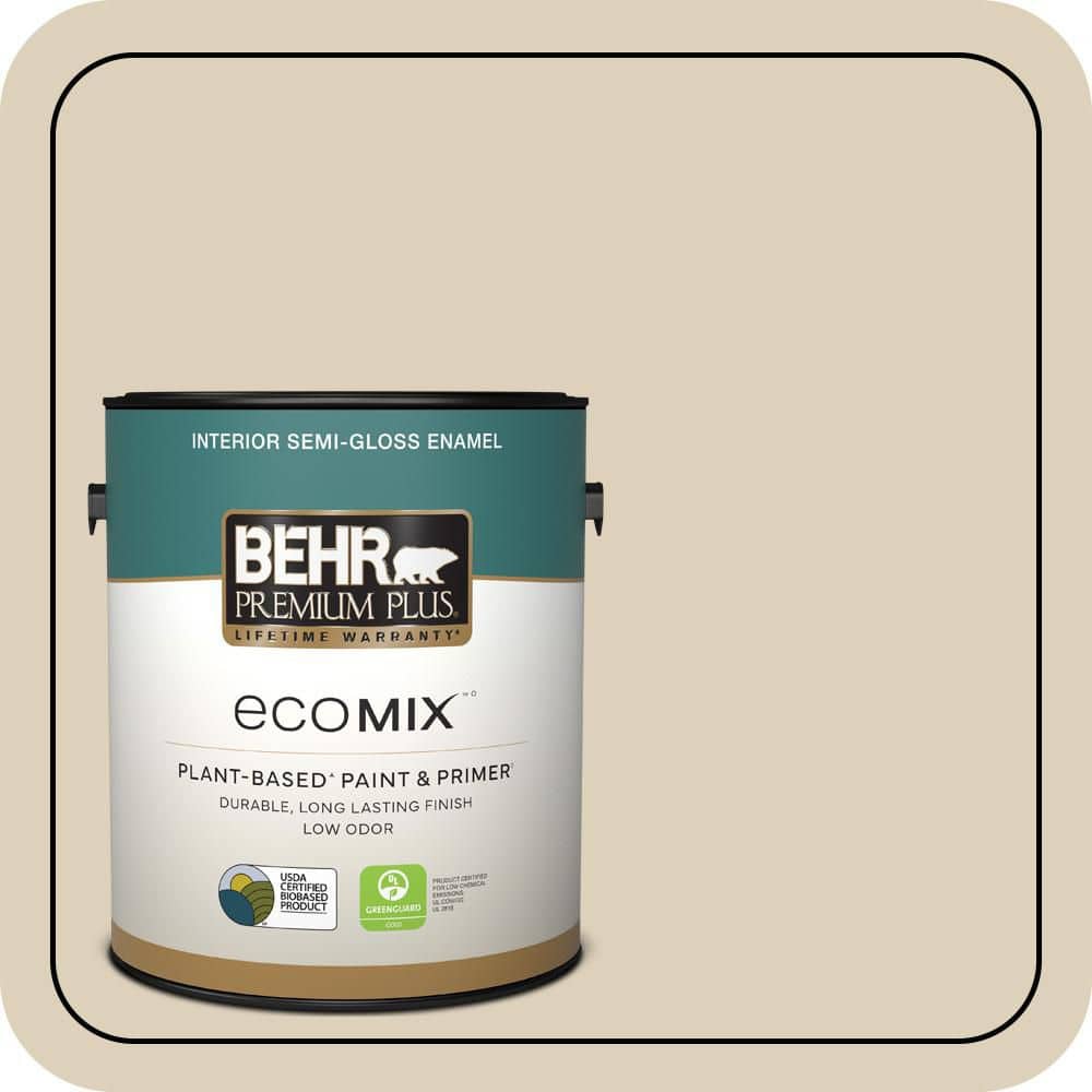 1 gal. #BWC-26 Stucco Tan Semi-Gloss Enamel EcoMix Plant-Based Interior Paint & Primer price history on PriceWatchPro