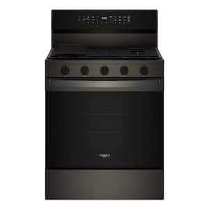 30 in. 5 Burners Freestanding Gas Range in Black-on-Stainless with Air Cooking Technology