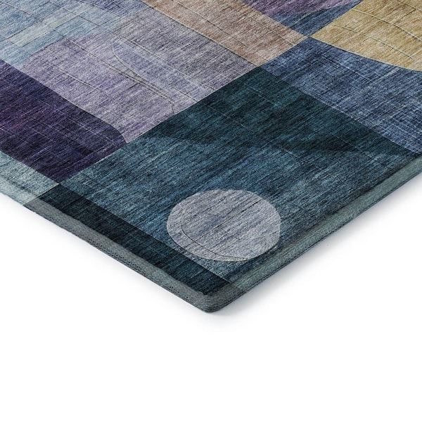 Mayfield Premium Machine Washable Abstract AMF1118 Blue 9 ft. x 12 ft. Area Rug