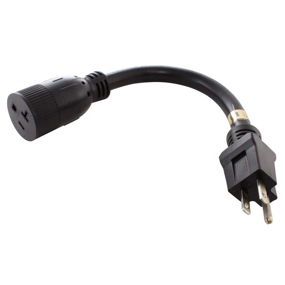 NEMA 5‑15P to 5‑15/20R 1‑ft Adapter 1ft 12/3 STW Indoor/Outdoor Cord in Black price history on PriceWatchPro