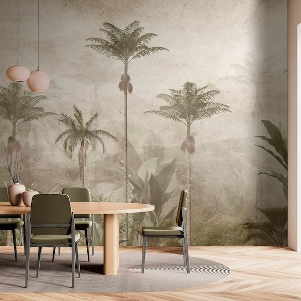 Vintage Misty Forest Jungle Wall Mural