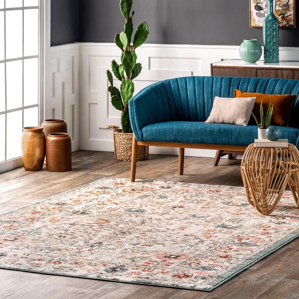 Lenore Vintage Multicolor Floral Easy-Care Area Rug