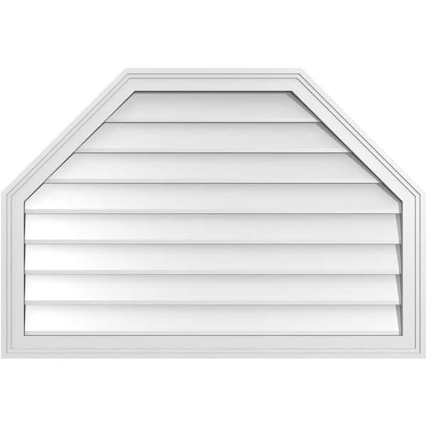 Ekena Millwork 38 in. x 26 in. Octagonal Top Surface Mount PVC Gable Vent: Decorative with Brickmould Frame