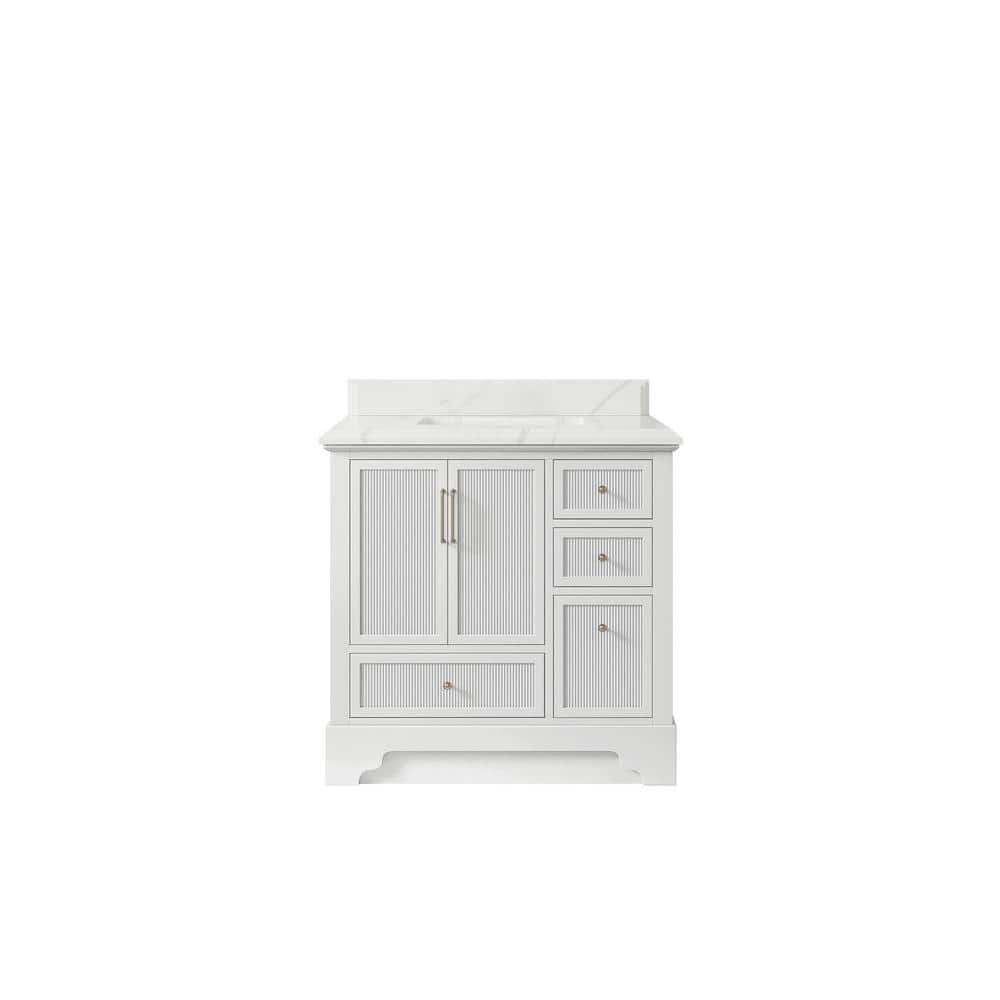 Alys 36 in. W. x 22 in. D x 36 in. H Single Sink Bath Vanity Center in White with 1.5 in. Calcutta Laza Qt. Top price history on PriceWatchPro