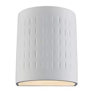 1-Light CFL White Wall Sconce with Paintable Ceramic Shade