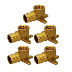 3/4 in. Brass PEX Barb x 1/2 in. Female Pipe Thread 90-Degree Drop Ear Elbow Pipe Fitting (5-Pack)