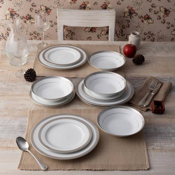 Noritake Crestwood Platinum 12-Piece (Platinum) Porcelain