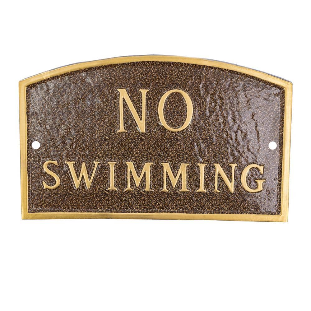 13 in. x 21 in. Large Arch No Swimming Statement Plaque Sign - Hammered Bronze price history on PriceWatchPro