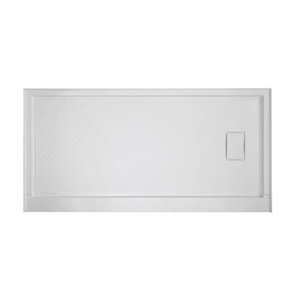 60 in. L x 32 in. W Alcove SMC Shower Pan Base with Right Drain
