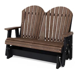 Heritage 2-Person Tudor Brown and Black Plastic Outdoor Double Glider