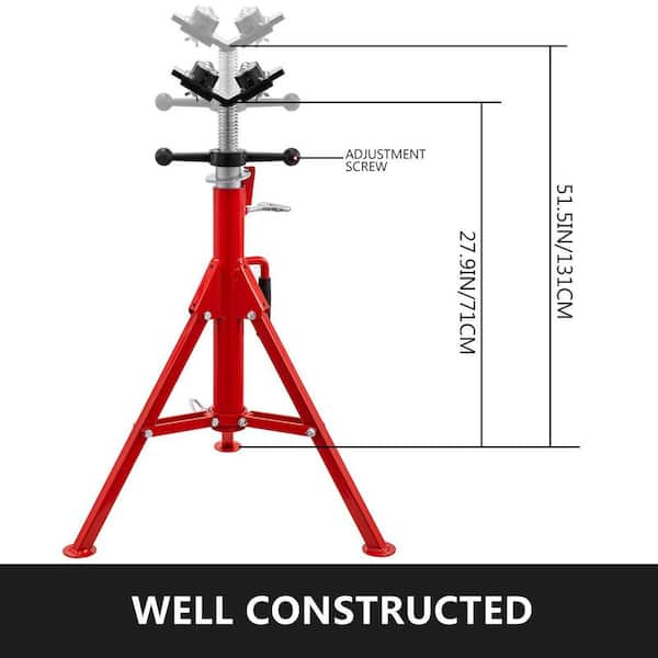 VEVOR JJ1107A4YTGJVX001V0 Pipe Jack Stand 1500 lbs. Load Welding Stand Jack 28 in. to 52 in. Height with 4-Ball Transfer V-Head for 107A-Type Pipe - 2