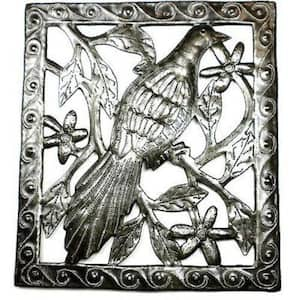 Single Bird Ringed Haitian Steel Drum Square Wall Art