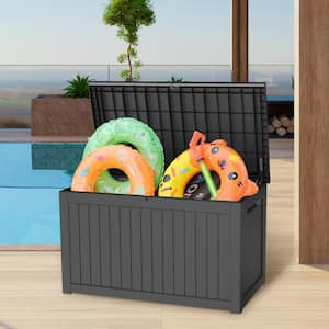 230 Gal. Black Resin Outdoor Storage Deck Box, Waterproof Large Outdoor Storgae Box