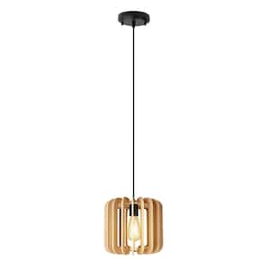 1-Light Handmade Wooden Linear Chandelier for Kitchen Island, Bulb Not Included