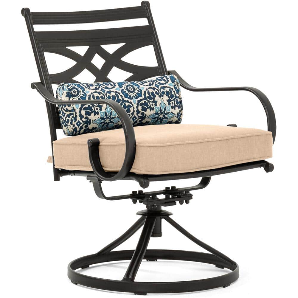 Montclair 7-Piece Tan Cushioned Steel Outdoor Dining Set with Umbrella