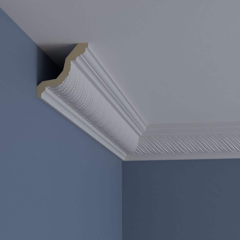 Primed White Polyurethane Beaded Rope Crown Moulding Sample