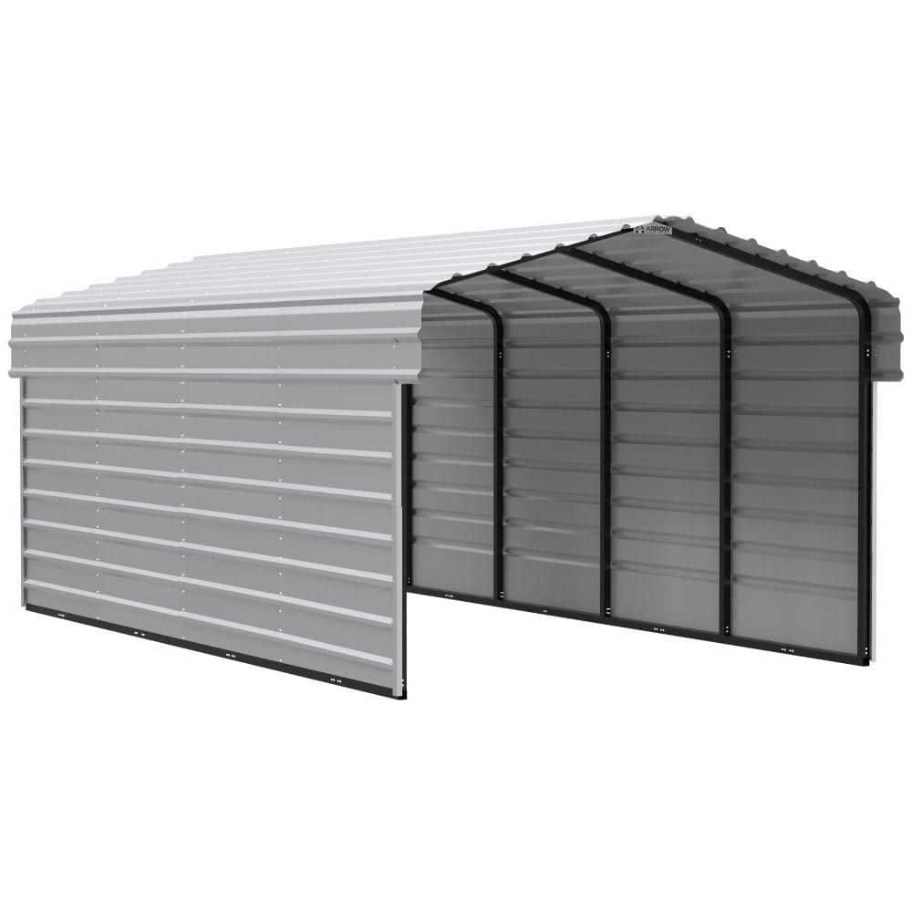 ARROW 10 ft. W x 20 ft. D x 7 ft. H Eggshell Galvanized Steel Carport with 2-Side Wall Kits (CPH102007ECL2)