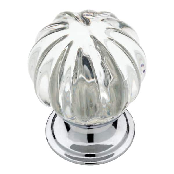 Clear Fluted Glass Round Cabinet Knob, Glass Cabinet Knobs Home Depot