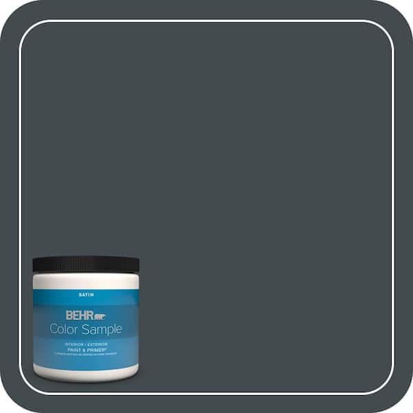 BEHR PREMIUM PLUS 8 oz. #730F-7 Black Sable Satin Enamel Interior/Exterior Paint & Primer Color Sample
