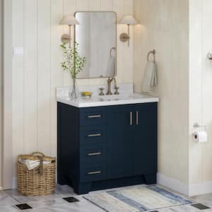 Taylor 37 in. W x 22 in. D x 36 in. H Freestanding Bath Vanity in Midnight Blue with Pure White Quartz Top
