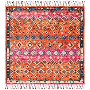 Aspen Orange/Fuchsia 3 ft. x 3 ft. Multi-Diamonds Square Area Rug