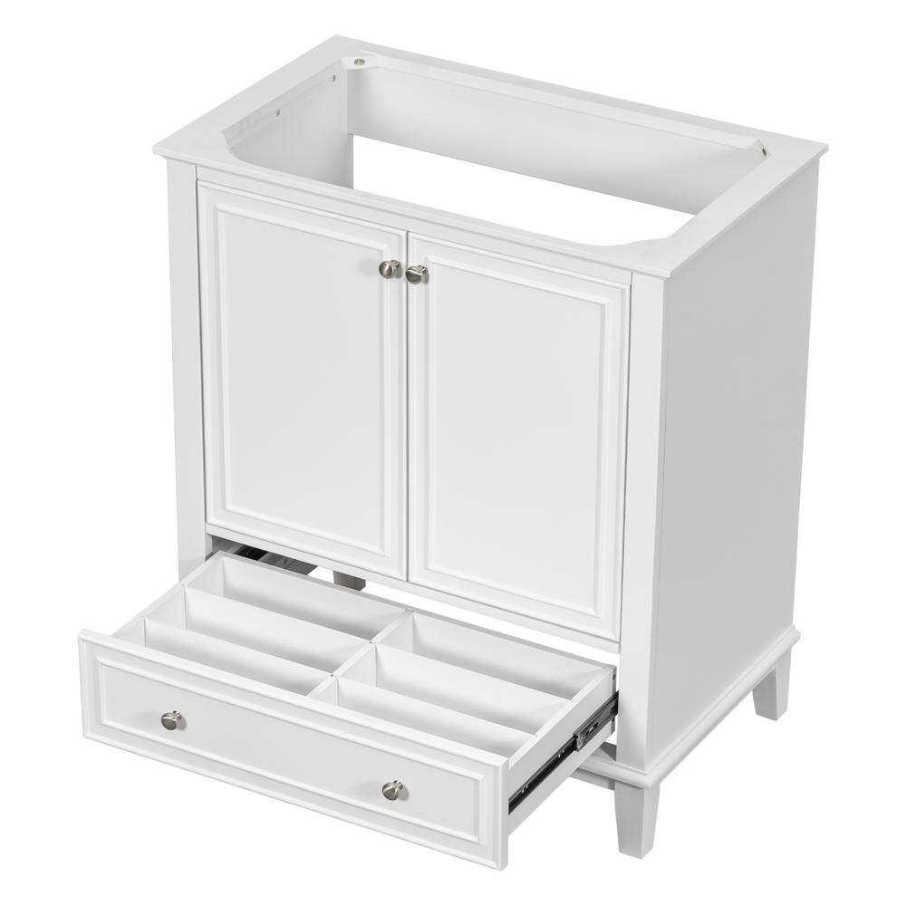 White Solid Wood Freestanding Bathroom Vanity Cabinet with Drawer