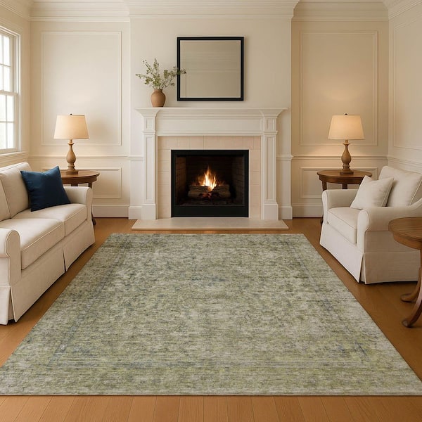 Mayfield Premium Machine Washable Abstract AMF1645 Sage 9 ft. x 12 ft. Area Rug
