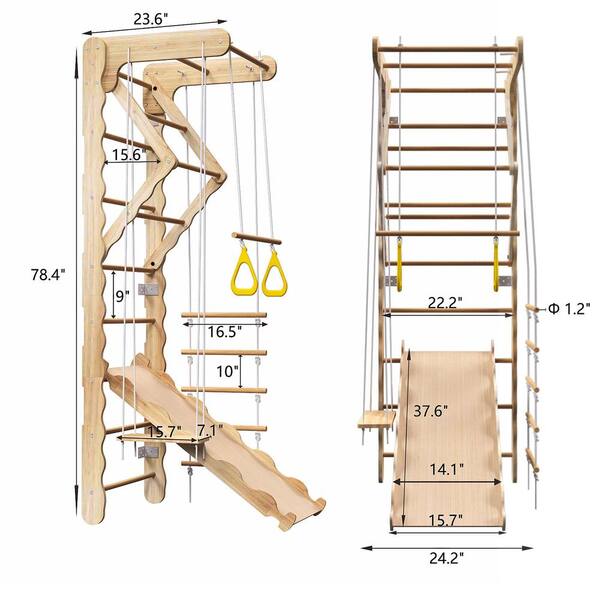 GYMAX 5-in-1 Wooden Kids Climbing Set - Indoor Climber With Cube, Triangles & Ramps For Toddlers 1 Year+-350076