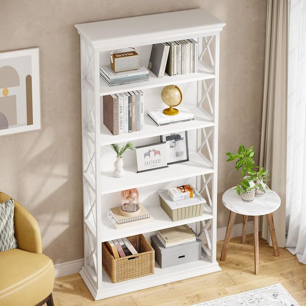 TRIBESIGNS WAY TO ORIGIN Frailey 70.9 in. Tall White Wood 5-Shelf