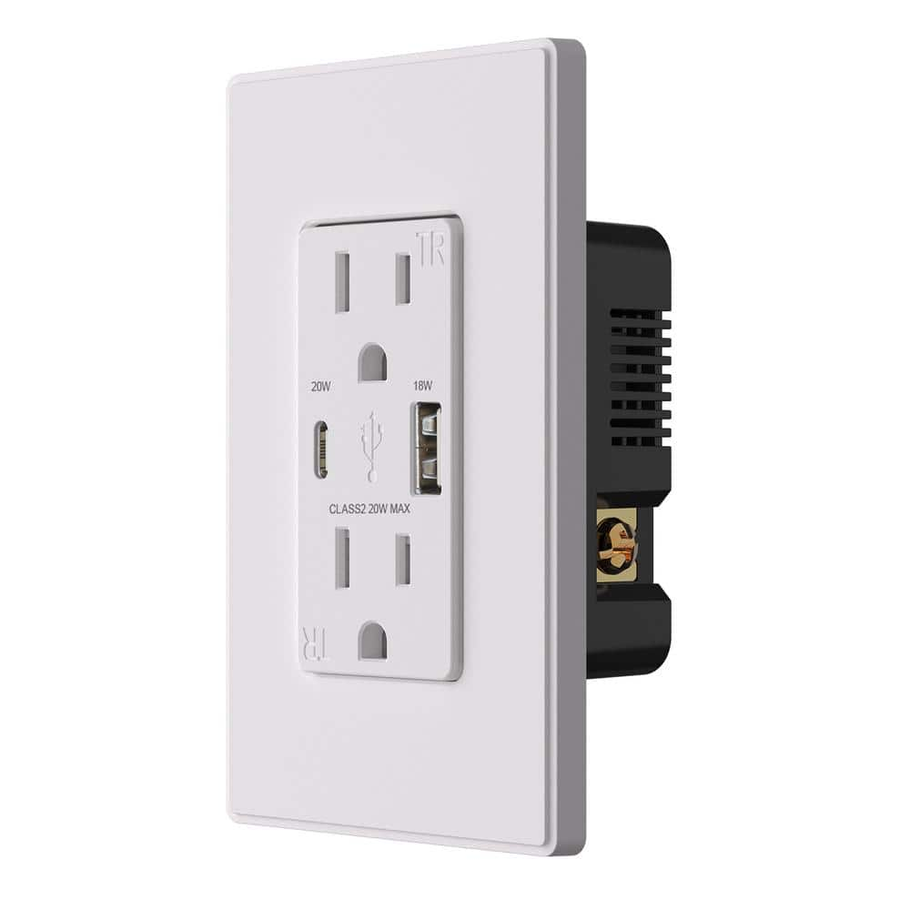 ELEGRP 20W USB Wall Outlet with Type A and Type C USB Ports for Power ...