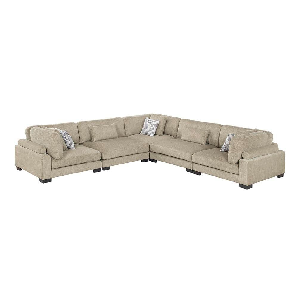 Beane 135 in. Pillow Top Arm 5-Piece Textured Microfiber Modular Sectional Sofa in. Brown price history on PriceWatchPro