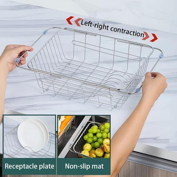 Adrinfly Stainless Steel Sink Grid Protector Dish Rack
