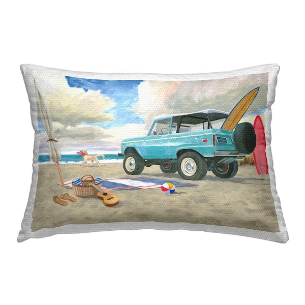 Stupell Industries Summer Beach Scene Multi-Color Rectangular Outdoor Throw Pillow