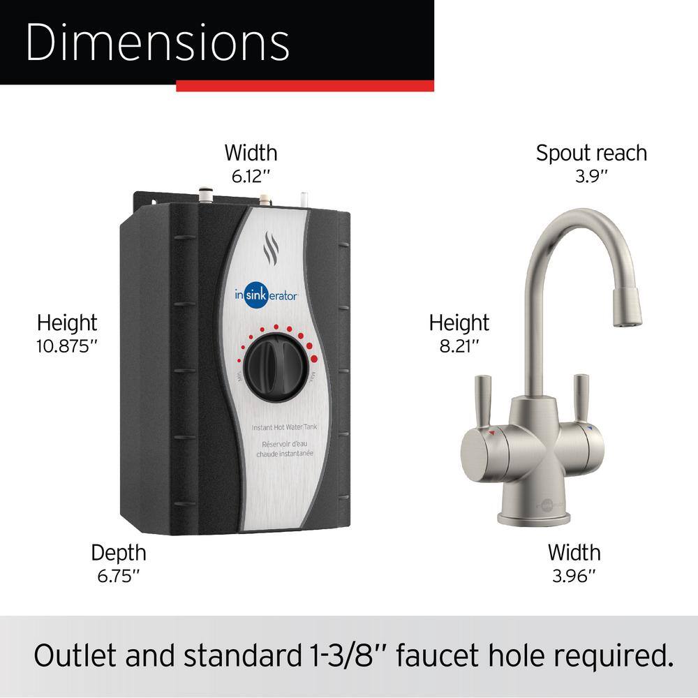 Satin Nickel Double Handle Hot and Cold Water Dispenser