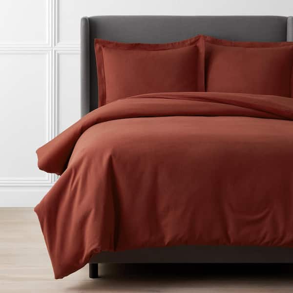 The Company Store Company Cotton Solid Velvet Flannel Rust Twin Duvet Cover