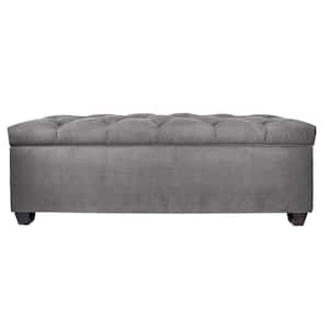 Sean Obsession Grey Diamond Tufted Large Storage Bench