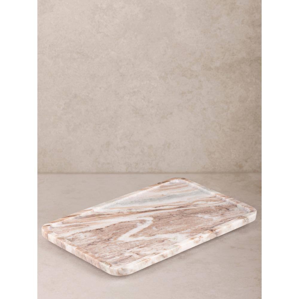 Clover Beige and White Marble Decorative Tray