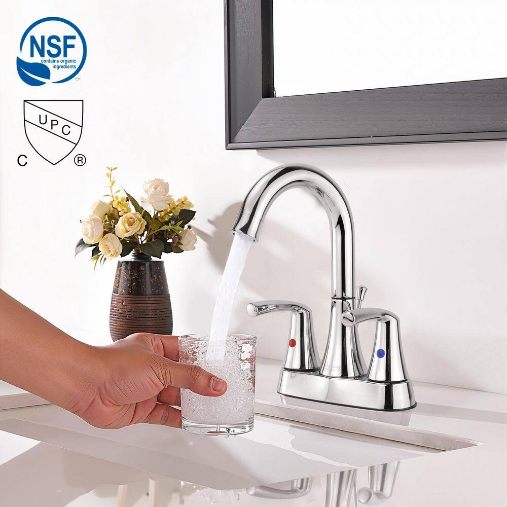 4 in. Centerset 2-Handle Bathroom Faucet with 2 Replaceable Aerators and Drain Assembly Included in Chrome price history on PriceWatchPro