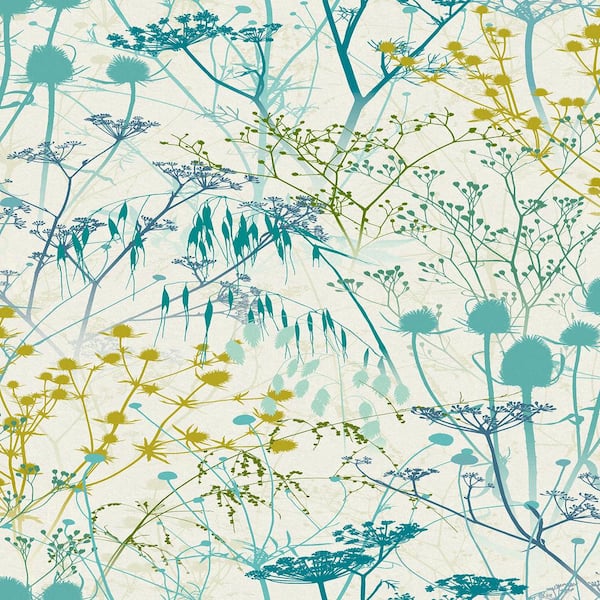 Unbranded Clarissa Hulse Summer Border Verdigris Multi-Colored Removable Wallpaper Sample