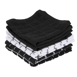 Ritz Black Terry Check Cotton Dish Cloth Set of 6