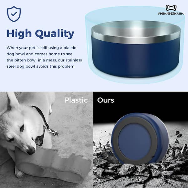 Stainless Steel Dog Food and Water Bowl Non Slip Quiet Bottom Easy