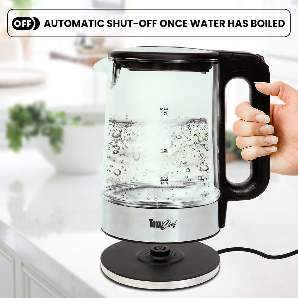 Total Chef 1.7L Glass Electric Kettle with LED Light