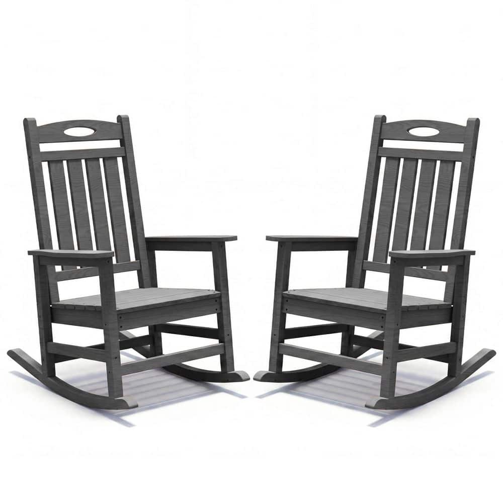 Gray Plastic Outdoor Rocking Chair for Indoor Outdoor, Set of 2 price history on PriceWatchPro