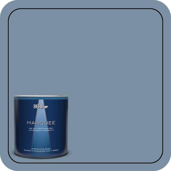 BEHR MARQUEE 1 qt. #S510-4 Jean Jacket Blue One-Coat Hide Satin Enamel Interior Paint & Primer