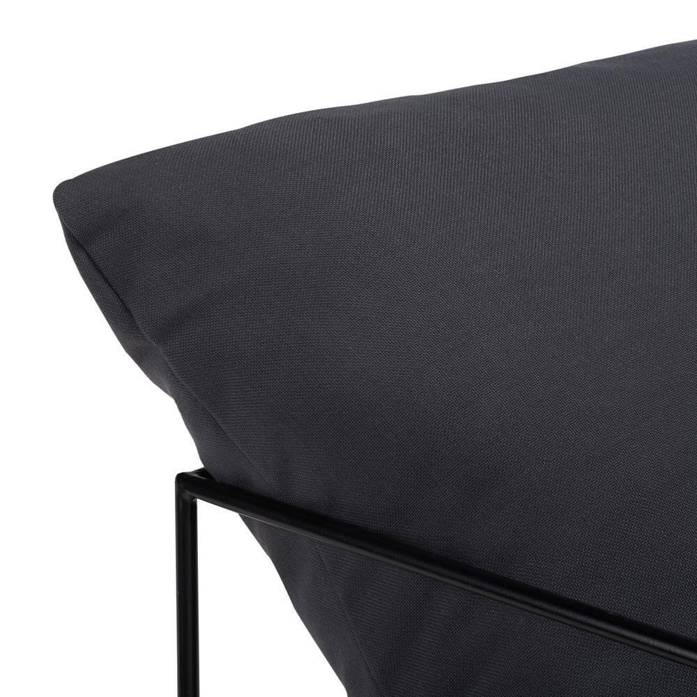 Portland Minimalist Gray Linen and Black Metal Accent Chair