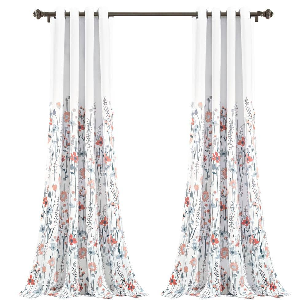 UPC 194938000093 product image for Clarissa Floral Room Darkening Window Curtain Panels Blue/Coral 52x95 Set | upcitemdb.com