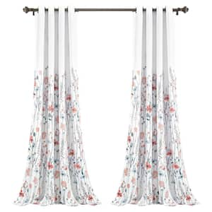 Neela Birds Room Darkening Window Curtain Panels White/Blue 52x84+2 Set