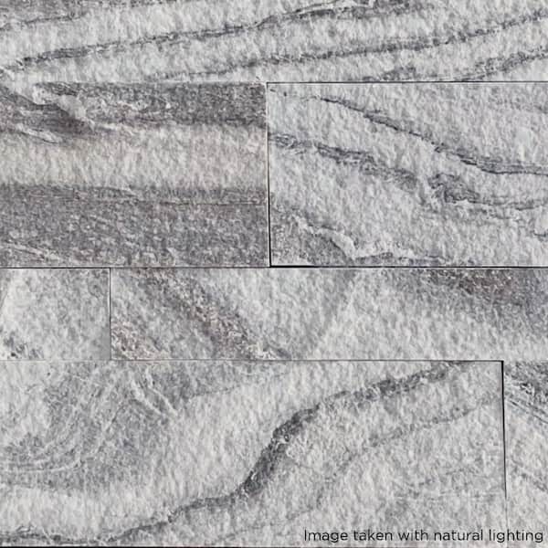 12-Sheets Gray Sand 24 in. x 6 in. Peel, Stick Self-Adhesive Decorative 3D Stone Tile Backsplash [11.6 sq.ft./Pack]