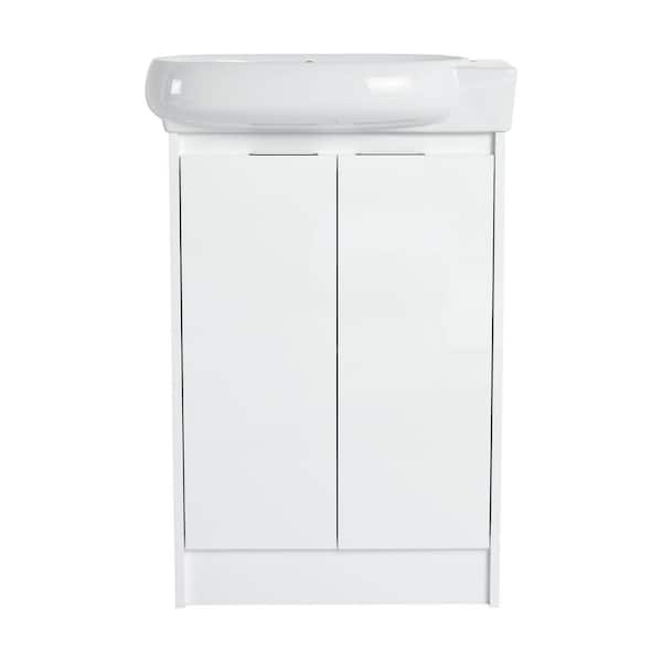 22.8 in. Freestanding Single White Bath Vanity with White Ceramic Vanity Top Assembled